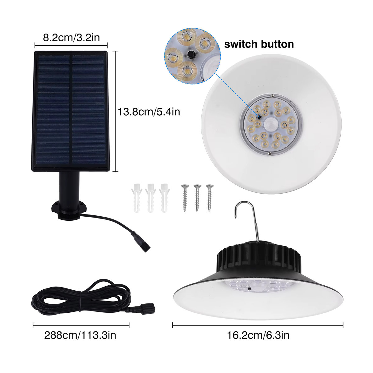 T-SUNRISE Solar Pendelleuchte Outdoor mit Bewegungssensor und 3 Farbmodi, IP65 wasserdicht, Schwarz - Bild 4