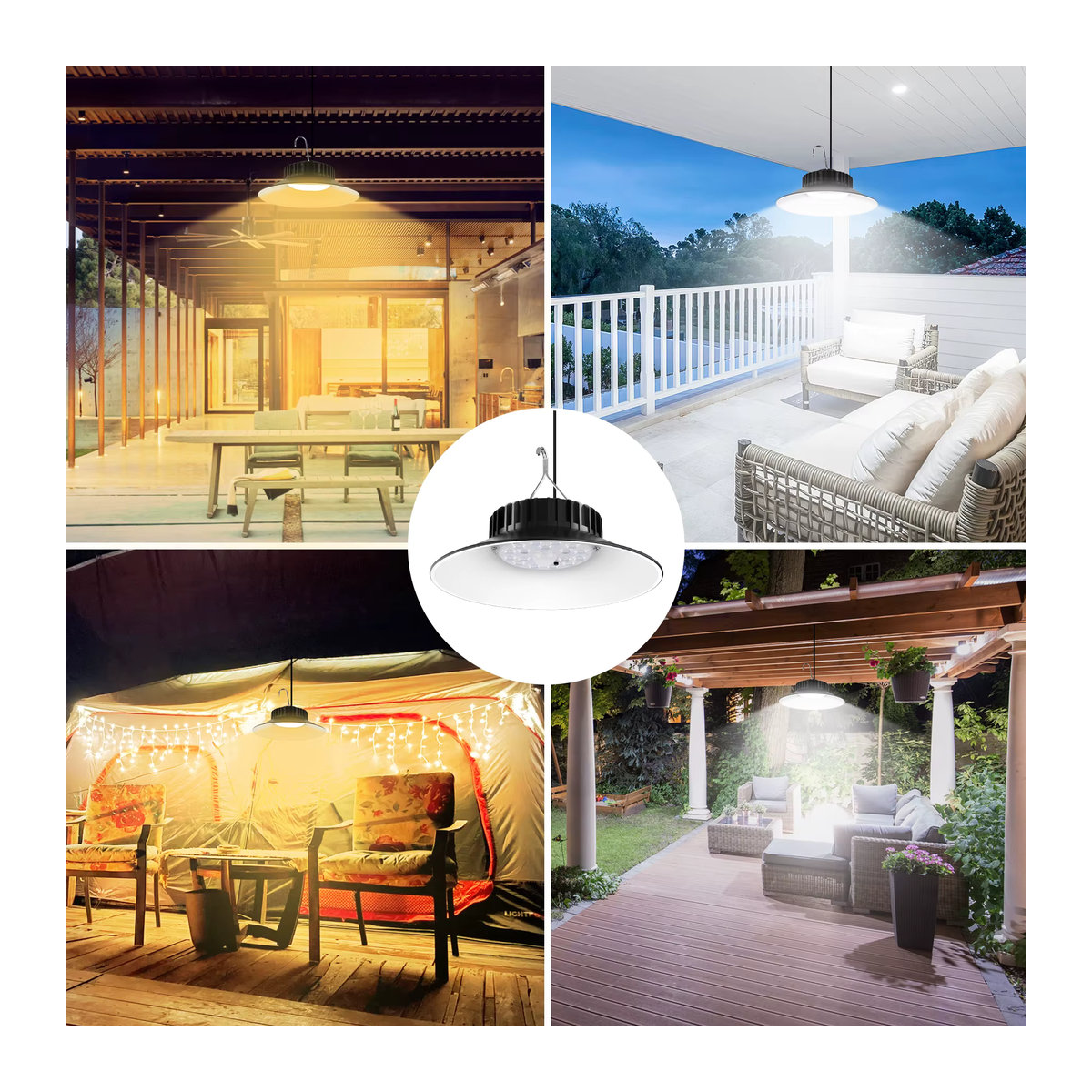 T-SUNRISE Solar Pendelleuchte Outdoor mit Bewegungssensor und 3 Farbmodi, IP65 wasserdicht, Schwarz - Bild 5