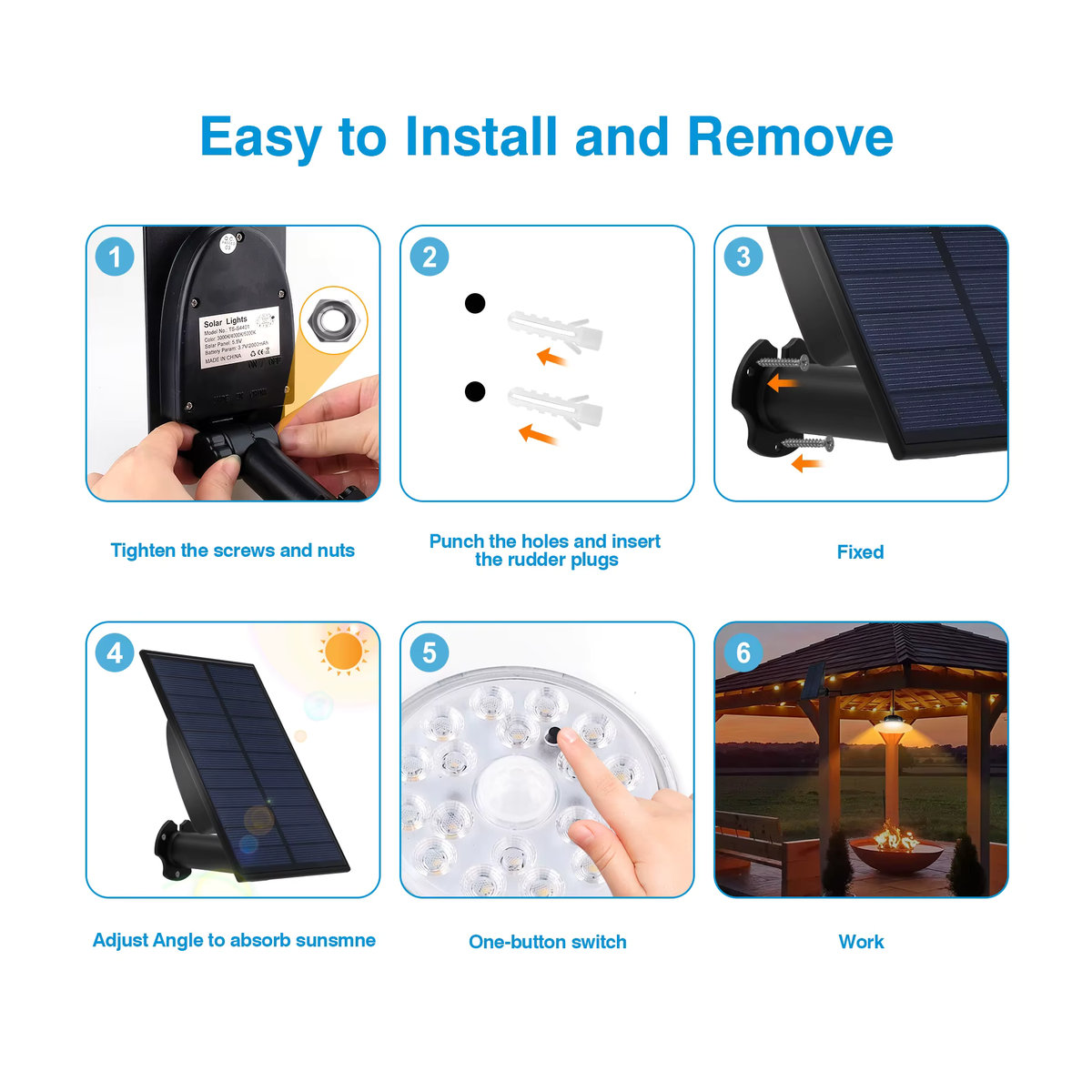 T-SUNRISE Solar Pendelleuchte Outdoor mit Bewegungssensor und 3 Farbmodi, IP65 wasserdicht, Schwarz - Bild 6