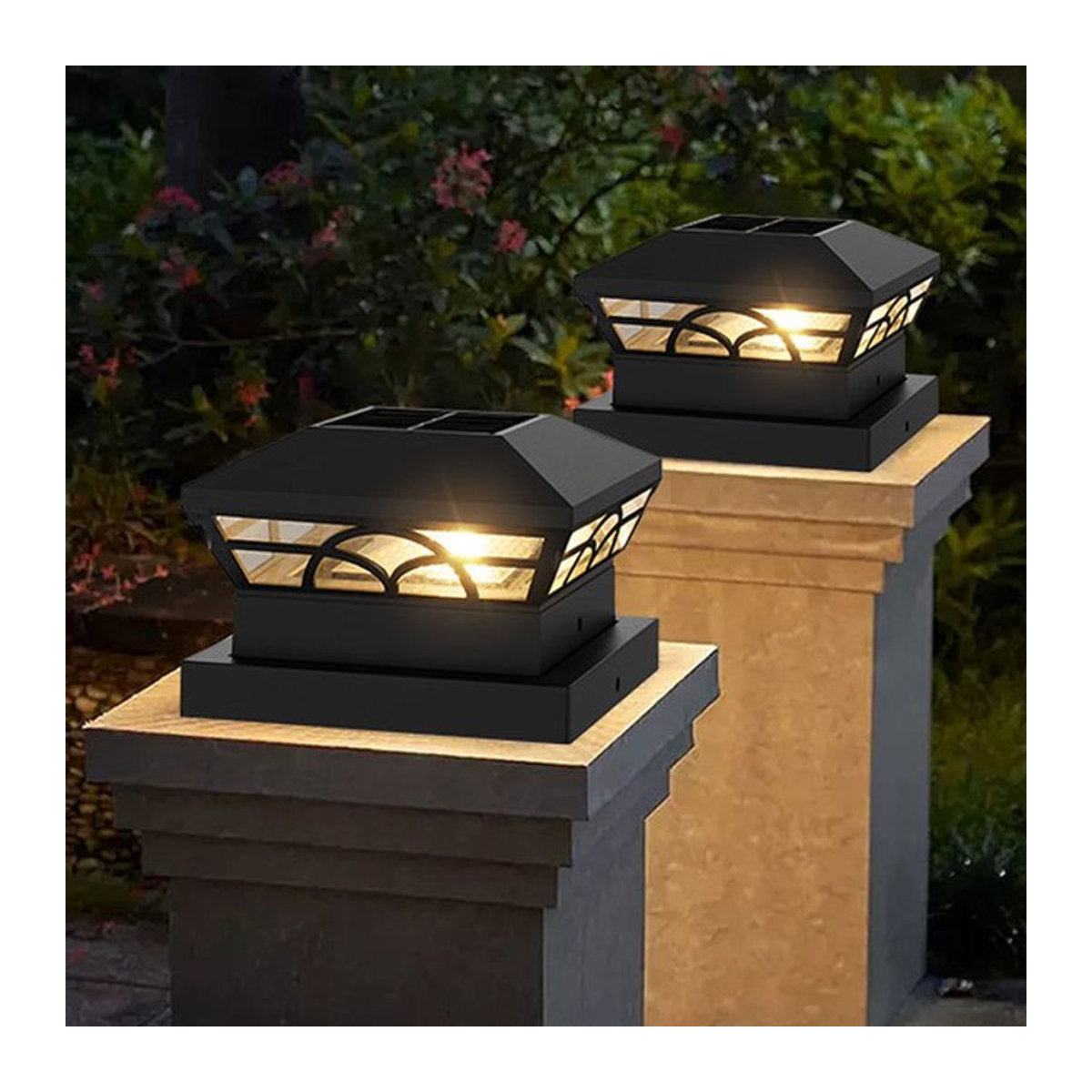 T-SUNRISE Solarleuchte IP65 wasserdicht für Garten und Zaun in Schwarz - Bild 1