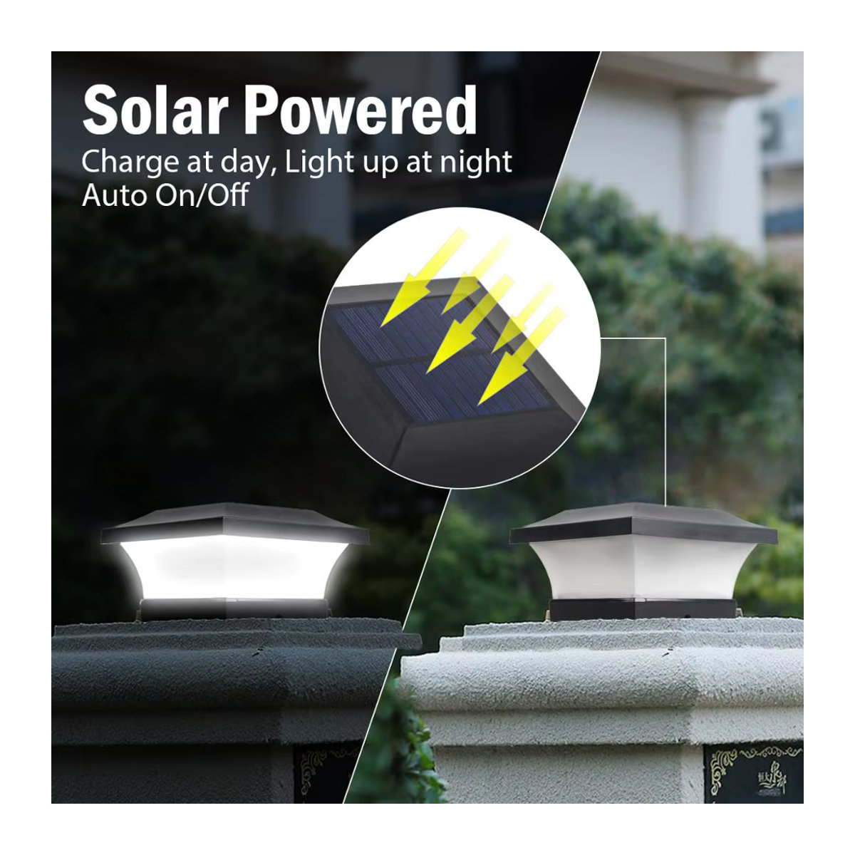 T-SUNRISE Solarleuchte Set 2 Stück IP65 Outdoor Solar Lampe Schwarz Modern für Garten Zaun und Wand - Bild 4