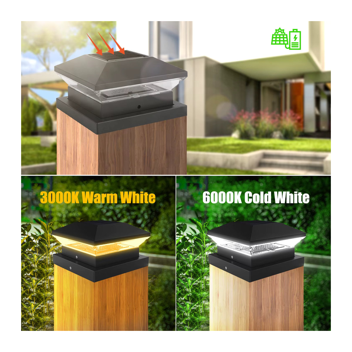 T-SUNRISE Solarleuchte Set 2er Pack IP65 LED Außenlampe Schwarz Modern für Garten Zaun und Terrasse - Bild 5