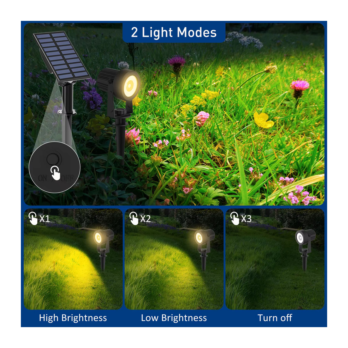 T-SUNRISE Solarleuchte Set 2er Pack Modern Schwarz IP65 Wasserdicht mit LED für Garten und Außenbereich - Bild 4