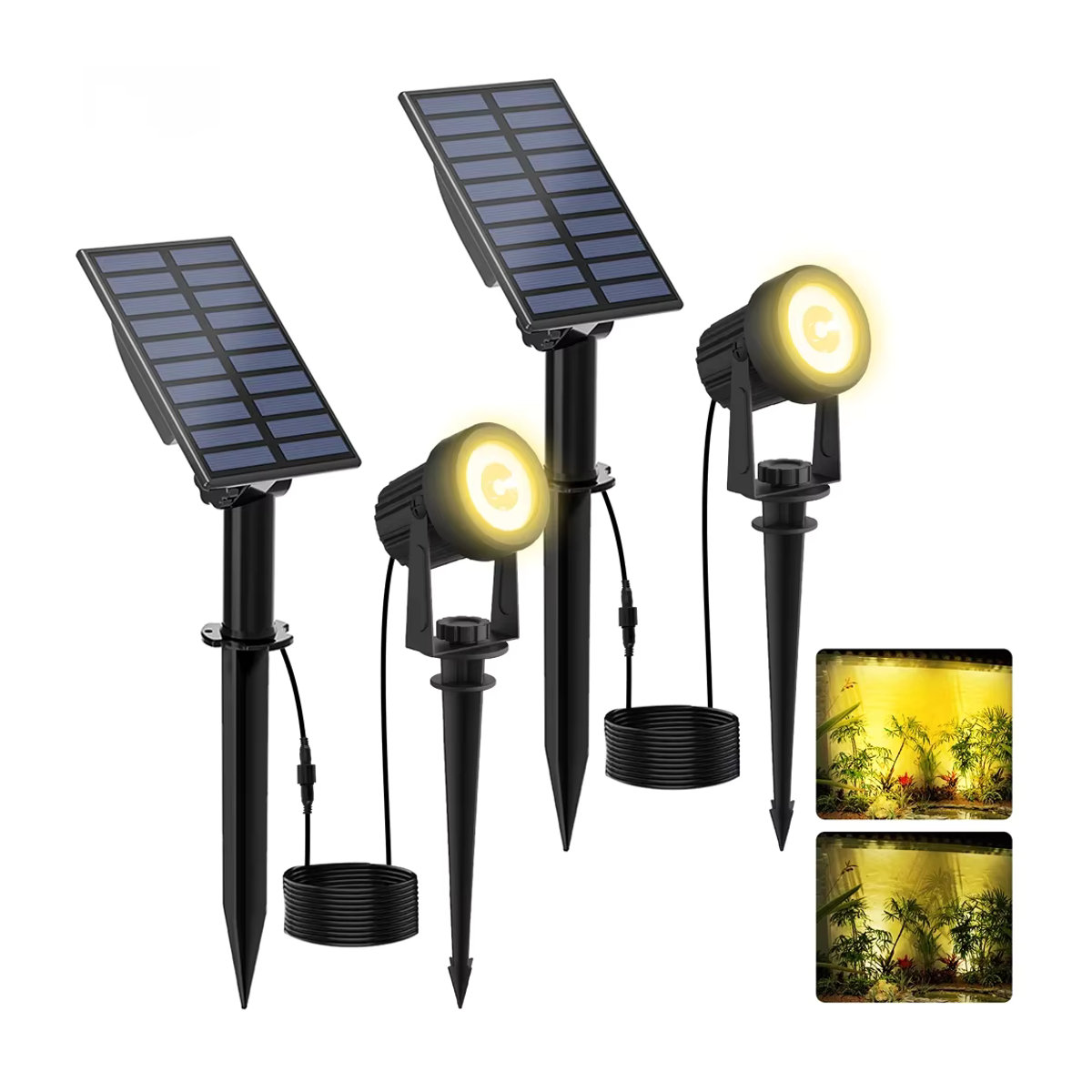 T-SUNRISE Solarleuchte Set 2er Pack Modern Schwarz IP65 Wasserdicht mit LED für Garten und Außenbereich - Bild 7