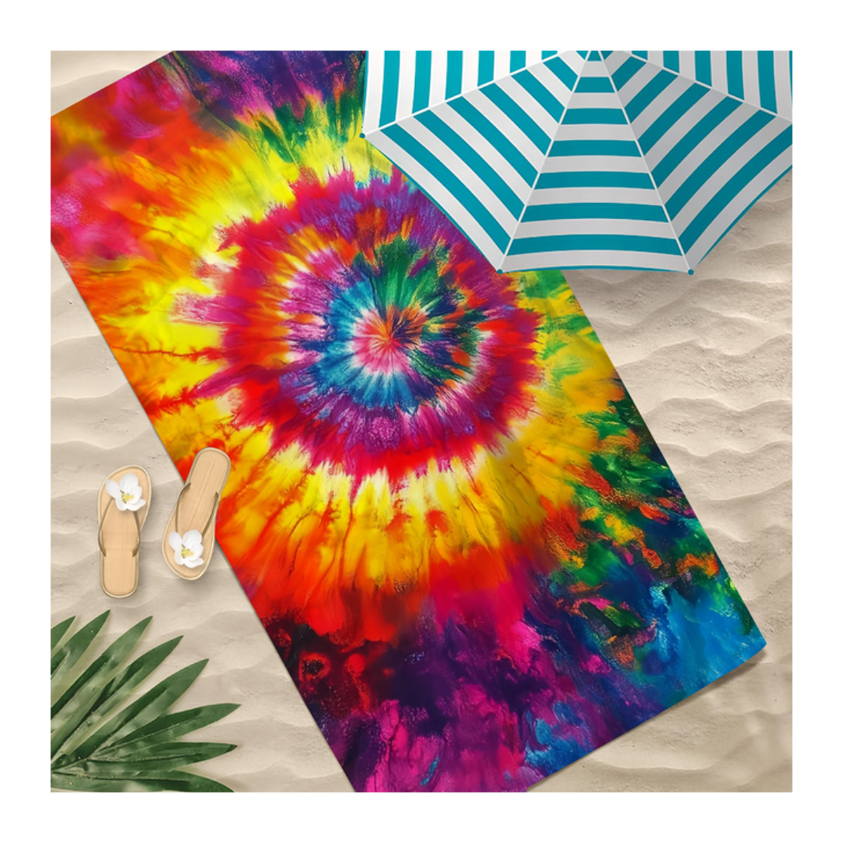 T-Tie D-Dye schnell trocknendes Handtuch in Mehrfarbig für Strand, Pool, Fitnessstudio und Reisen - Bild 1