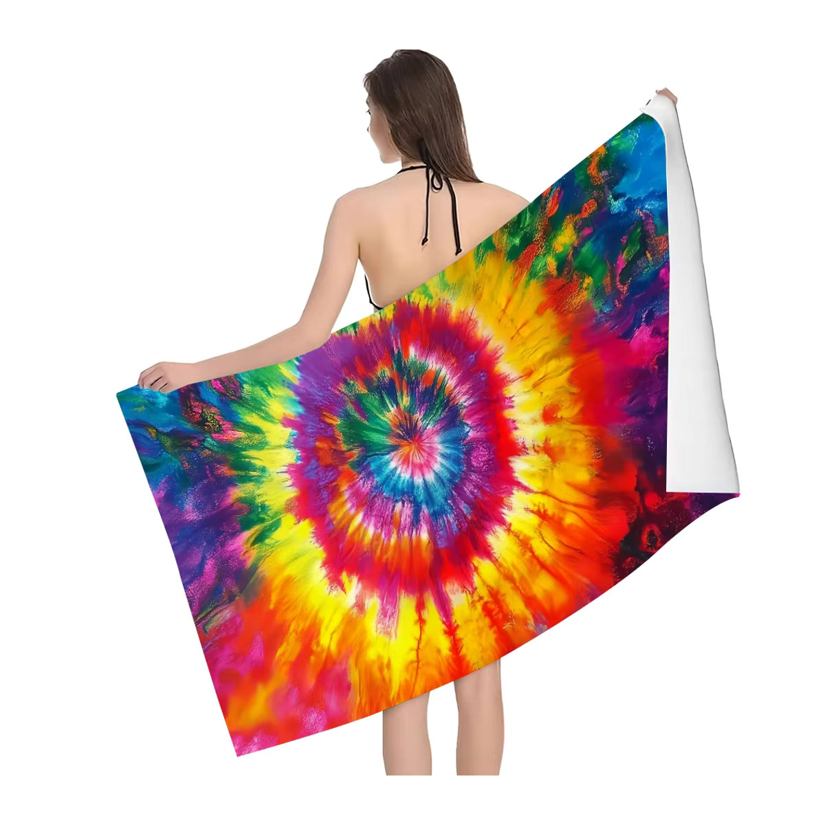 T-Tie D-Dye schnell trocknendes Handtuch in Mehrfarbig für Strand, Pool, Fitnessstudio und Reisen - Bild 7
