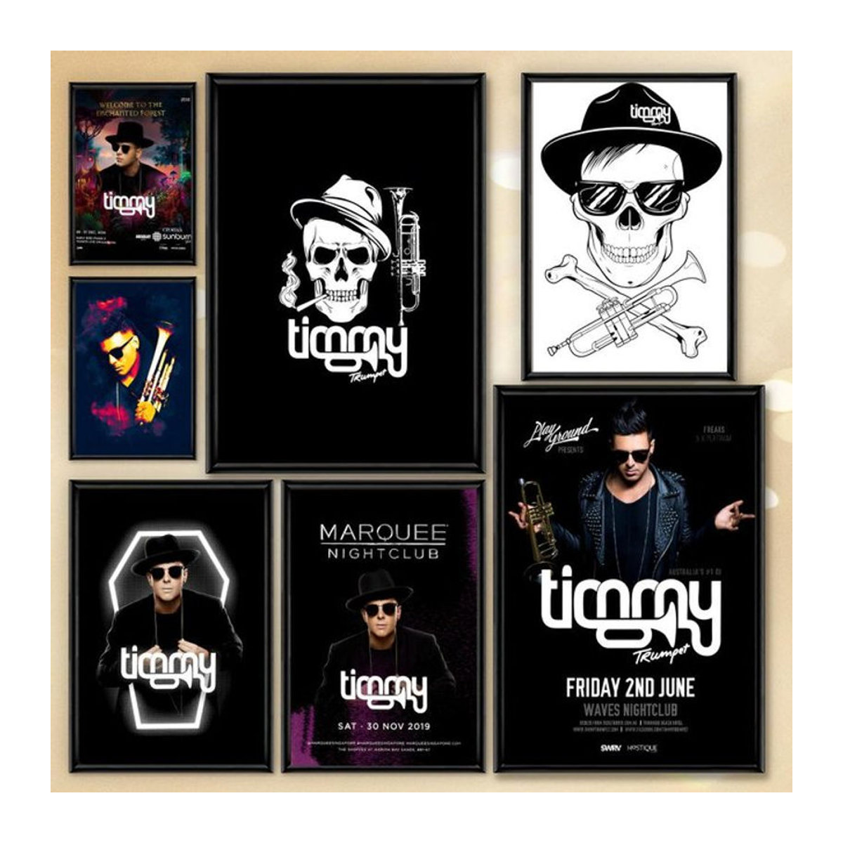 T-TIMMY TRUMPET DJ-Poster aus PVC in Schwarz, selbstklebende und wasserdichte Wandkunst im Hochformat für dein Zuhause oder Büro - Bild 1