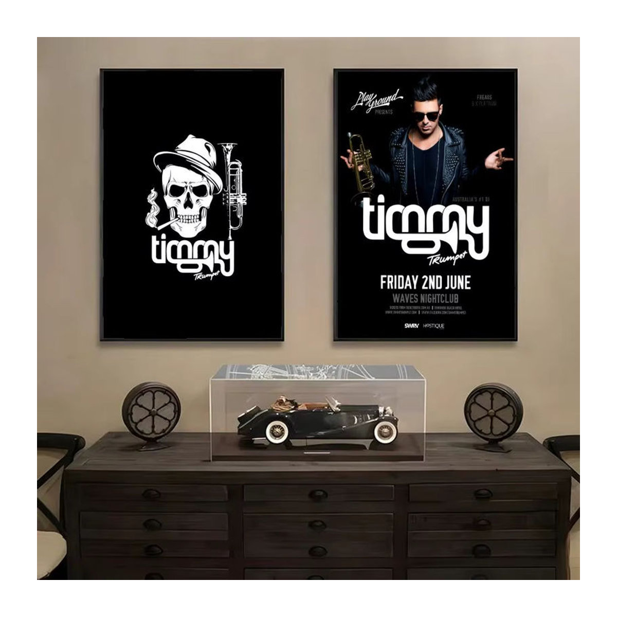 T-TIMMY TRUMPET DJ-Poster aus PVC in Schwarz, selbstklebende und wasserdichte Wandkunst im Hochformat für dein Zuhause oder Büro - Bild 3