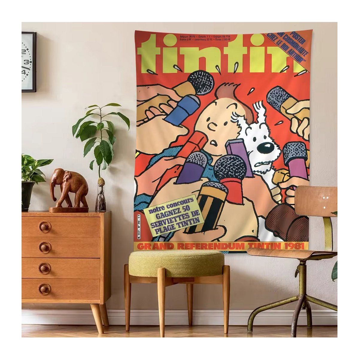 T-Tintins Adventure Wandteppich mit Mandala-Design im Bohemian-Stil, mehrfarbig, rechteckig - Bild 2