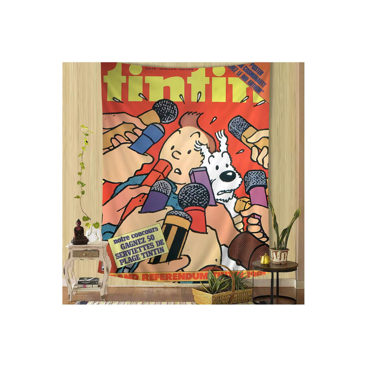 T-Tintins Adventure Wandteppich mit Mandala-Design im Bohemian-Stil, mehrfarbig, rechteckig - Bild 3