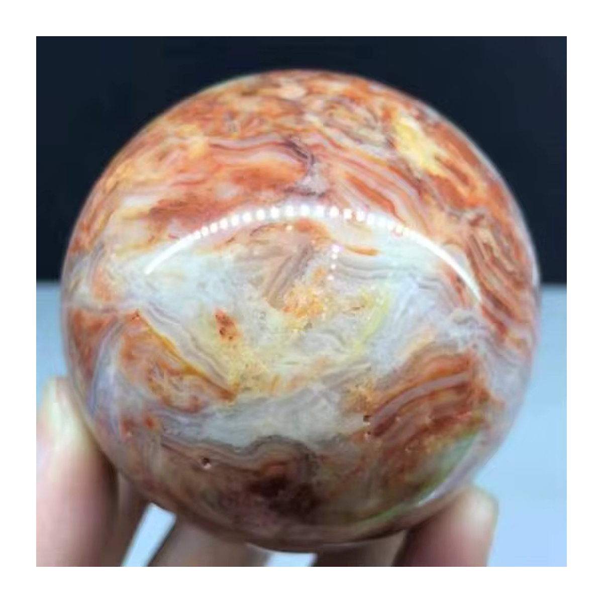 TAIHESJ Achat-Ball aus Naturstein, mehrfarbig, Durchmesser: 8 cm, inklusive Basis - Bild 2