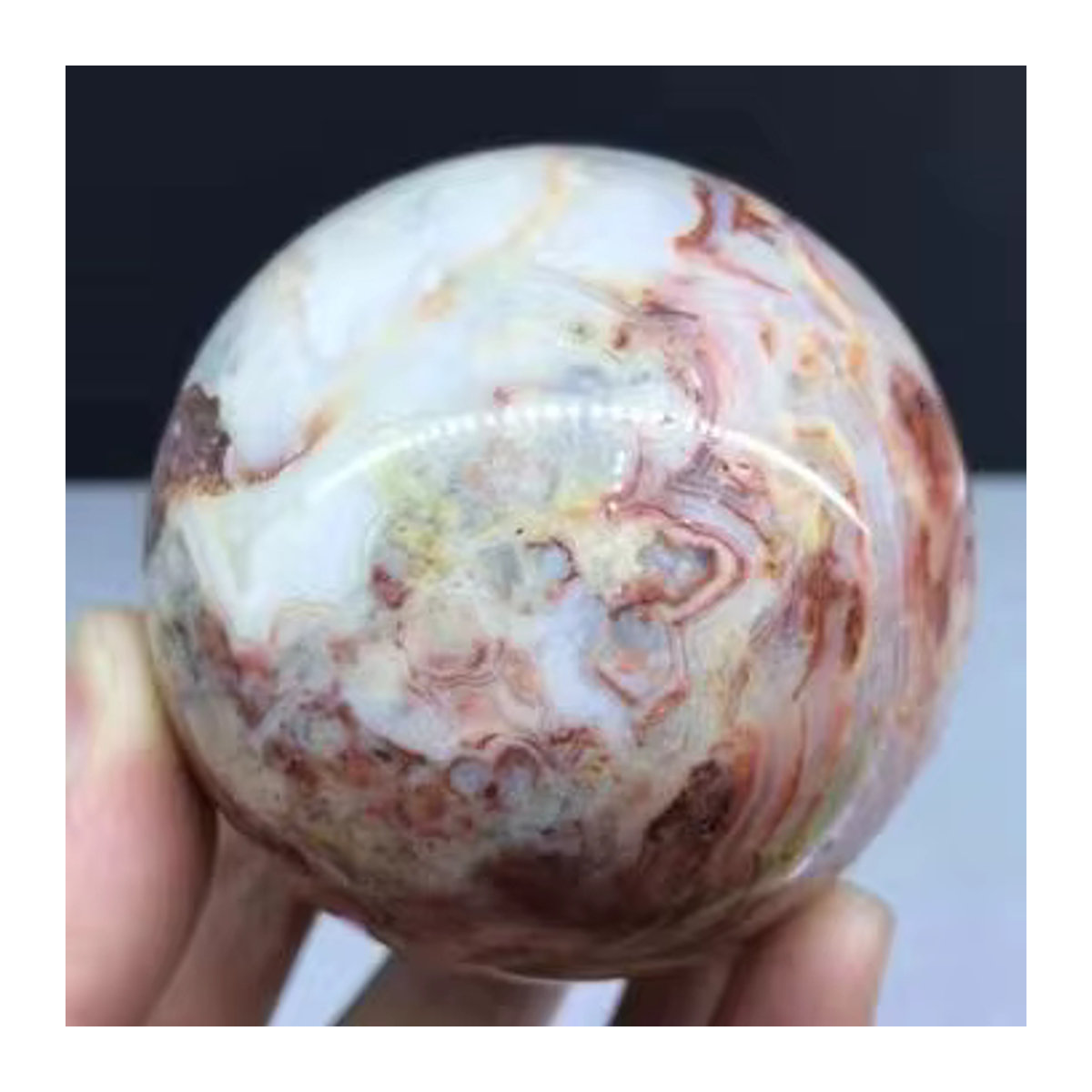 TAIHESJ Achat-Ball aus Naturstein, mehrfarbig, Durchmesser: 8 cm, inklusive Basis - Bild 4