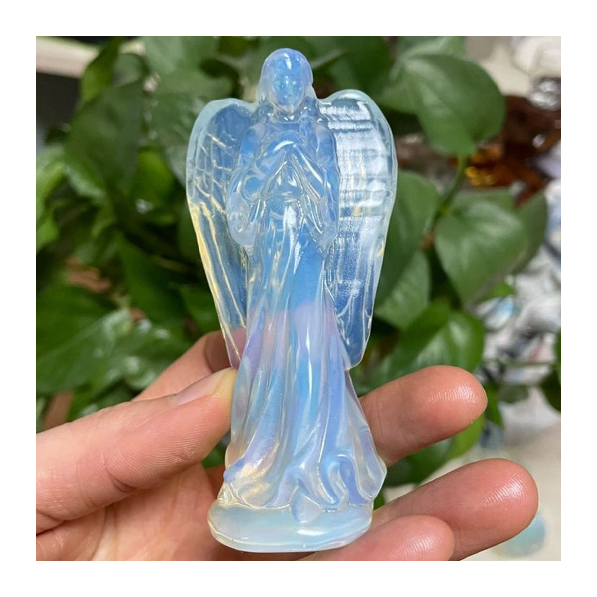 TAIHESJ Engel-Statue aus weißem Naturstein, 10 cm Höhe, Reiki-Heilstein Figur zur Heimdekoration - Bild 1
