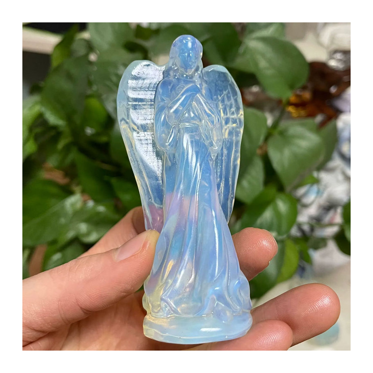 TAIHESJ Engel-Statue aus weißem Naturstein, 10 cm Höhe, Reiki-Heilstein Figur zur Heimdekoration - Bild 3