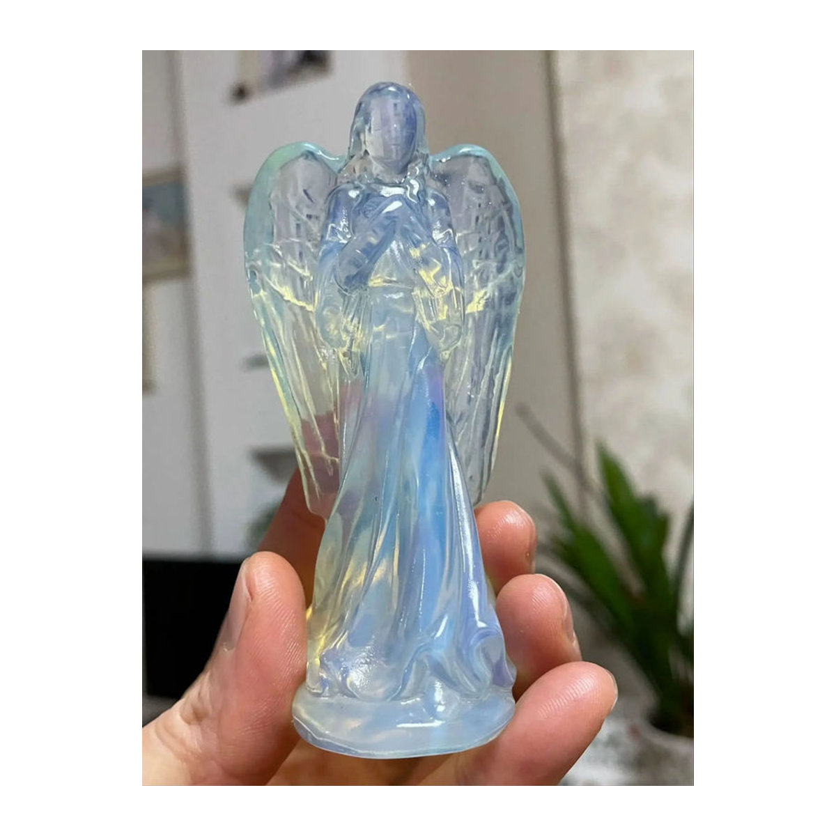 TAIHESJ Engel-Statue aus weißem Naturstein, 10 cm Höhe, Reiki-Heilstein Figur zur Heimdekoration - Bild 7