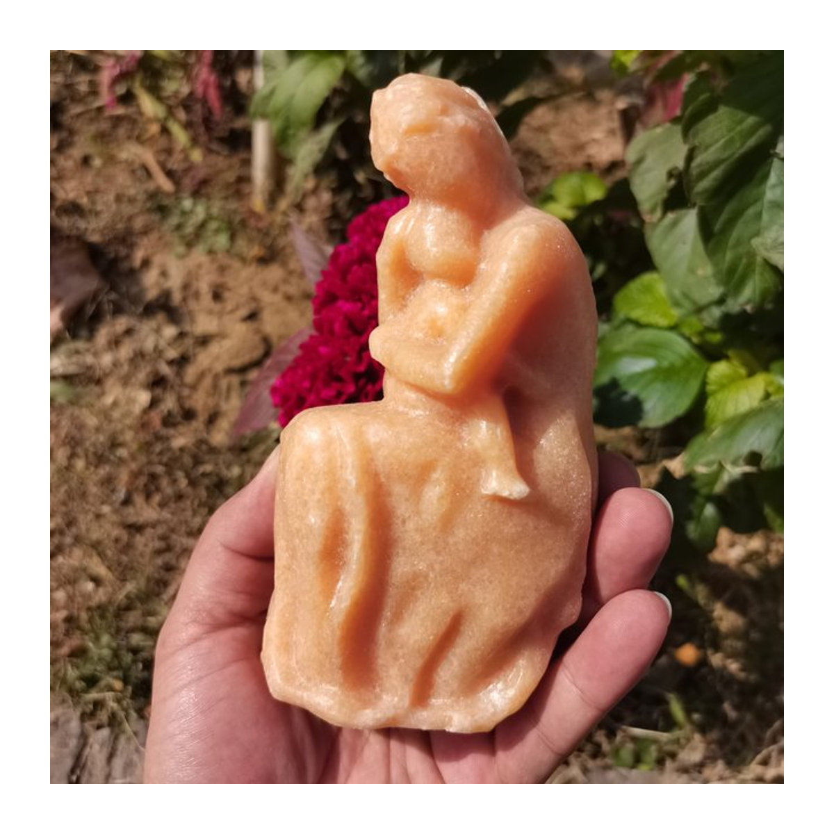 TAIHESJ Gelbe Jade Skulptur Mutter und Sohn als dekoratives Desktop Ornament aus Naturkristall - Bild 1