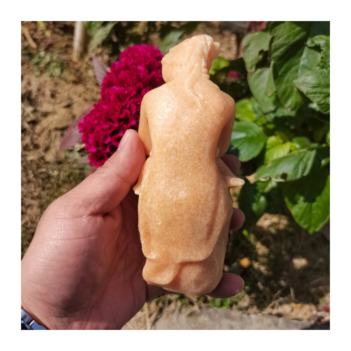 TAIHESJ Gelbe Jade Skulptur Mutter und Sohn als dekoratives Desktop Ornament aus Naturkristall - Bild 3