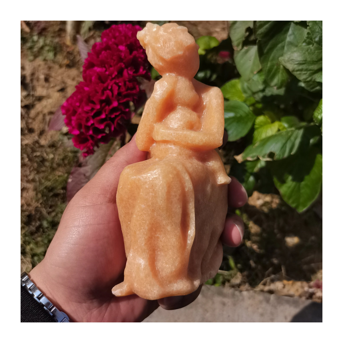 TAIHESJ Gelbe Jade Skulptur Mutter und Sohn als dekoratives Desktop Ornament aus Naturkristall - Bild 5