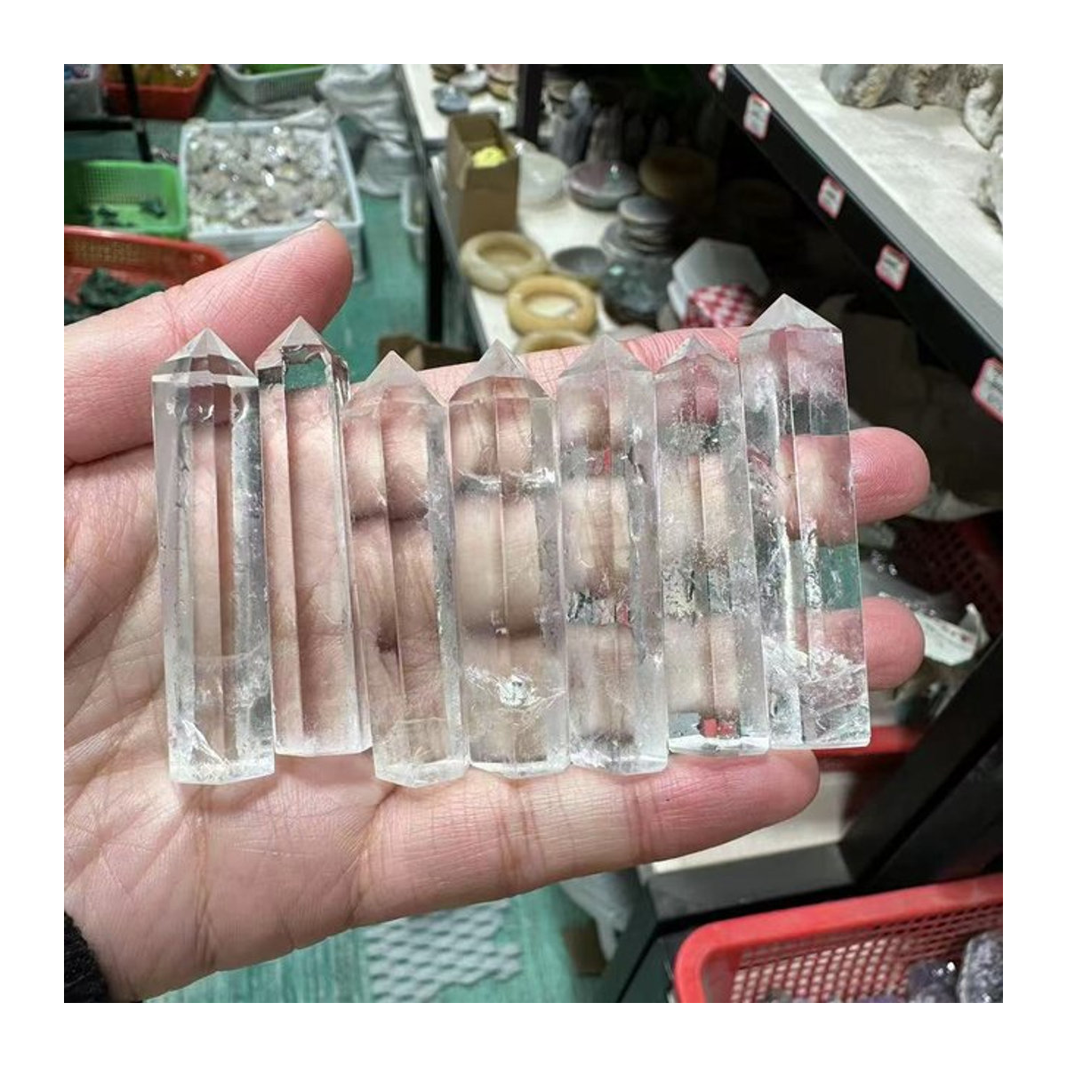 TAIHESJ Natürlicher weißer kristallklarer Quarz als sechseckiger Zauberstab zur Punktheilung, Größe: 6,5 cm - Bild 1