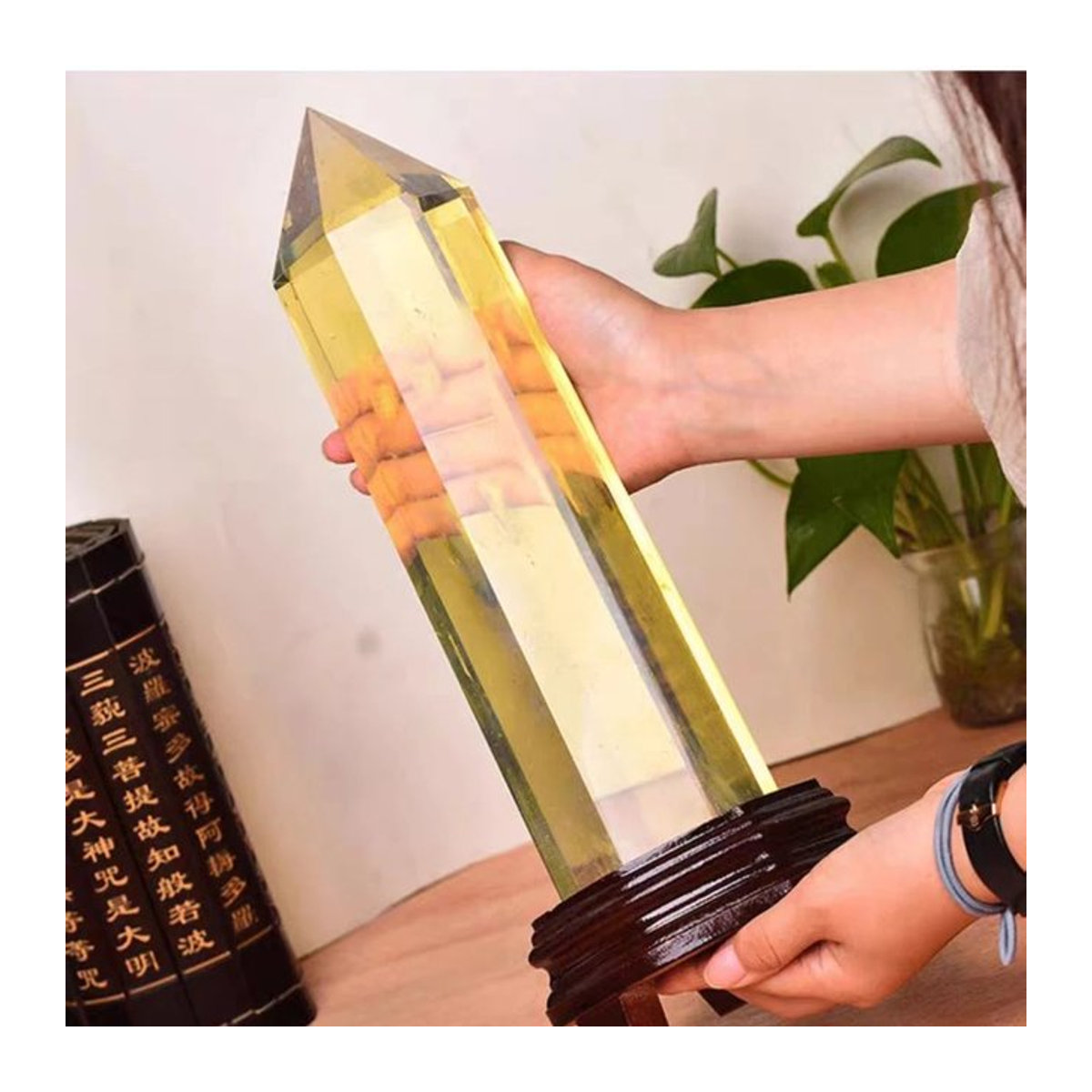 TAIHESJ Quarz Kristall Obelisk Gelb Geometrischer Schmelzstein zur Energieheilung für dein Zuhause oder Büro - Bild 1