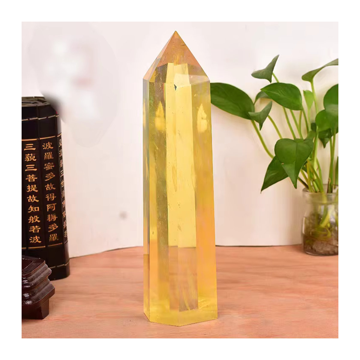 TAIHESJ Quarz Kristall Obelisk Gelb Geometrischer Schmelzstein zur Energieheilung für dein Zuhause oder Büro - Bild 4