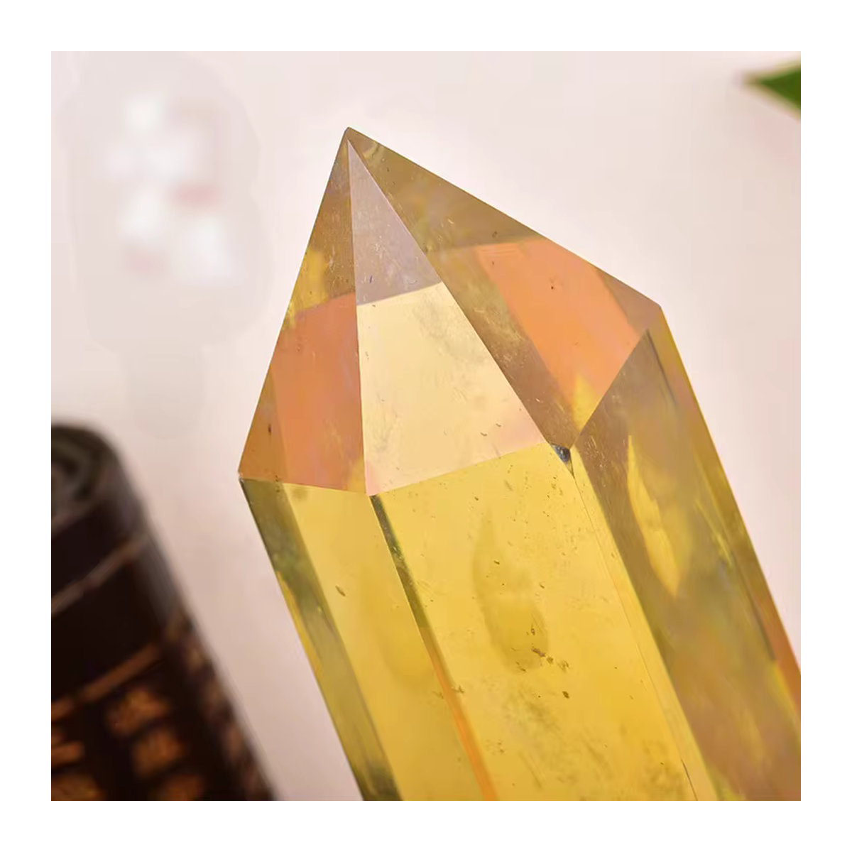 TAIHESJ Quarz Kristall Obelisk Gelb Geometrischer Schmelzstein zur Energieheilung für dein Zuhause oder Büro - Bild 5