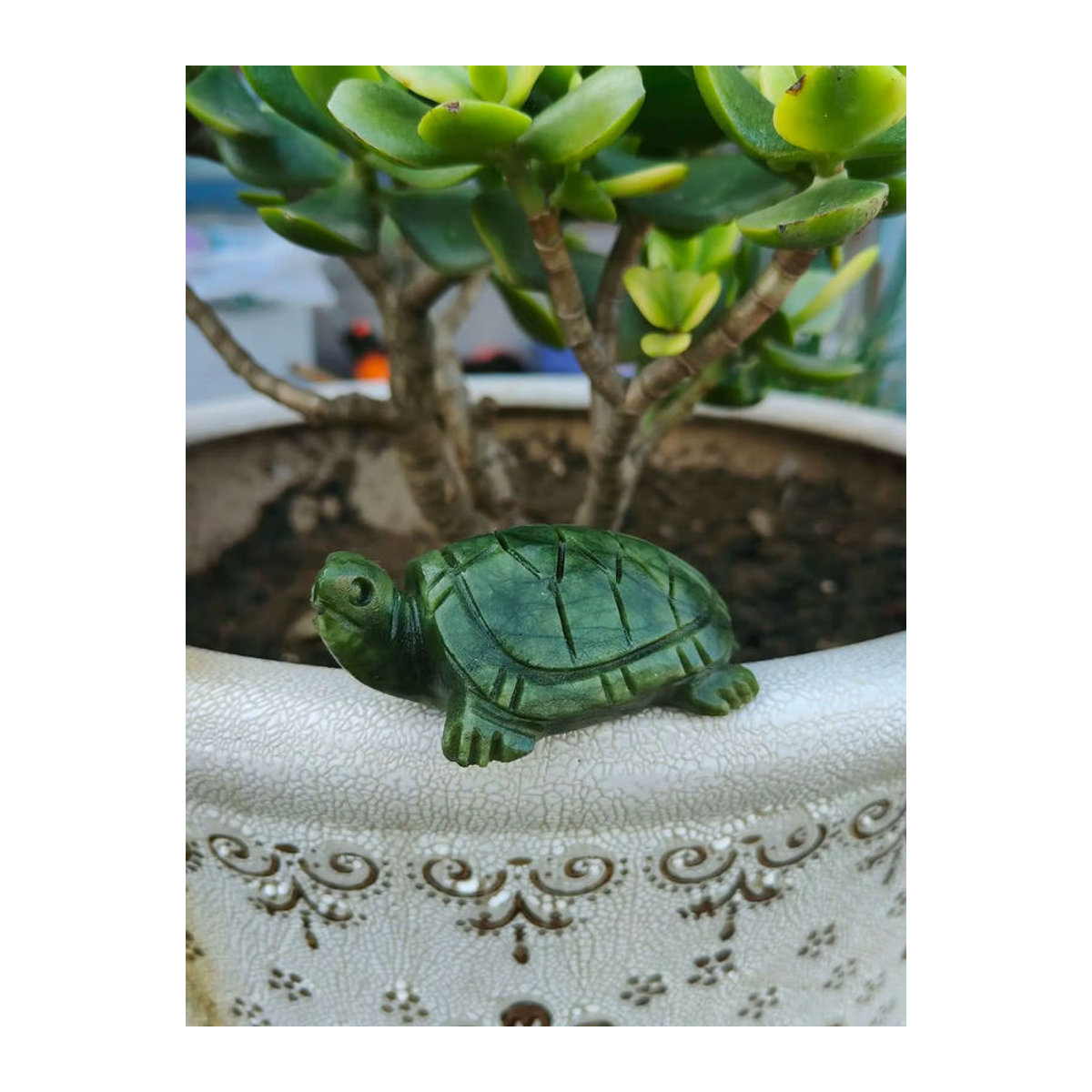 TAIHESJ Xiuyan Jade Schildkröte aus grünem Naturstein als Feng Shui Ornament zur Dekoration - Bild 7