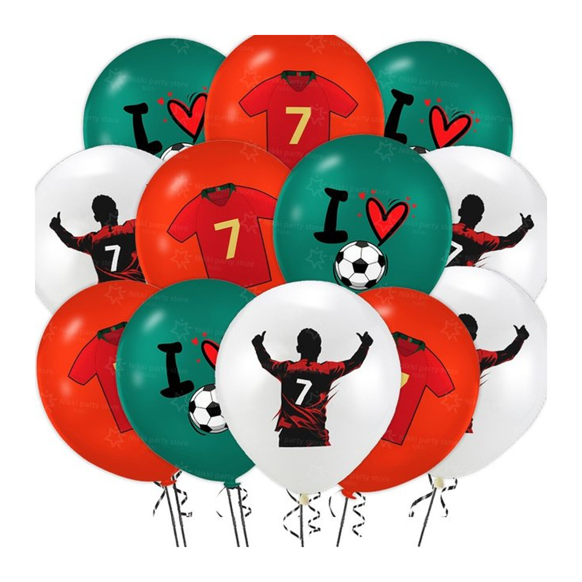 TAKARA TOMY Fußball-Latexballons CR7 Geburtstagsparty-Dekoration, mehrfarbig, Durchmesser: 30,48 cm - Bild 1