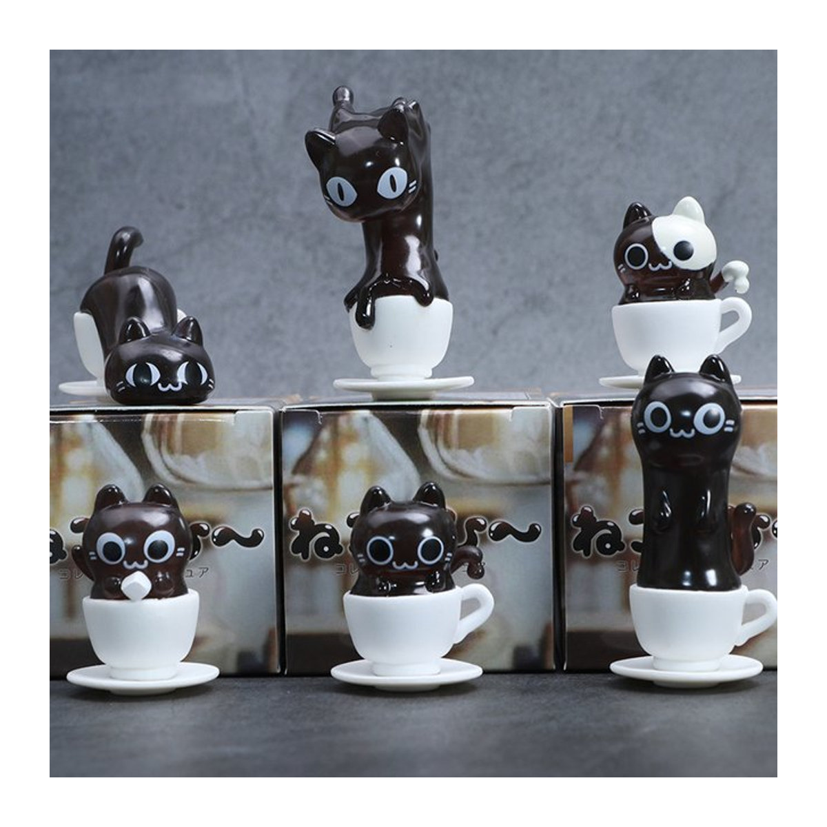 TAKARA TOMY Katzen-Blindbox mit 6 Kaffeetassen-Figuren aus Keramik, mehrfarbig, Sammlerstücke für Katzenliebhaber - Bild 1