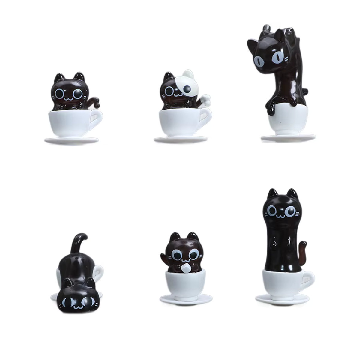 TAKARA TOMY Katzen-Blindbox mit 6 Kaffeetassen-Figuren aus Keramik, mehrfarbig, Sammlerstücke für Katzenliebhaber - Bild 6