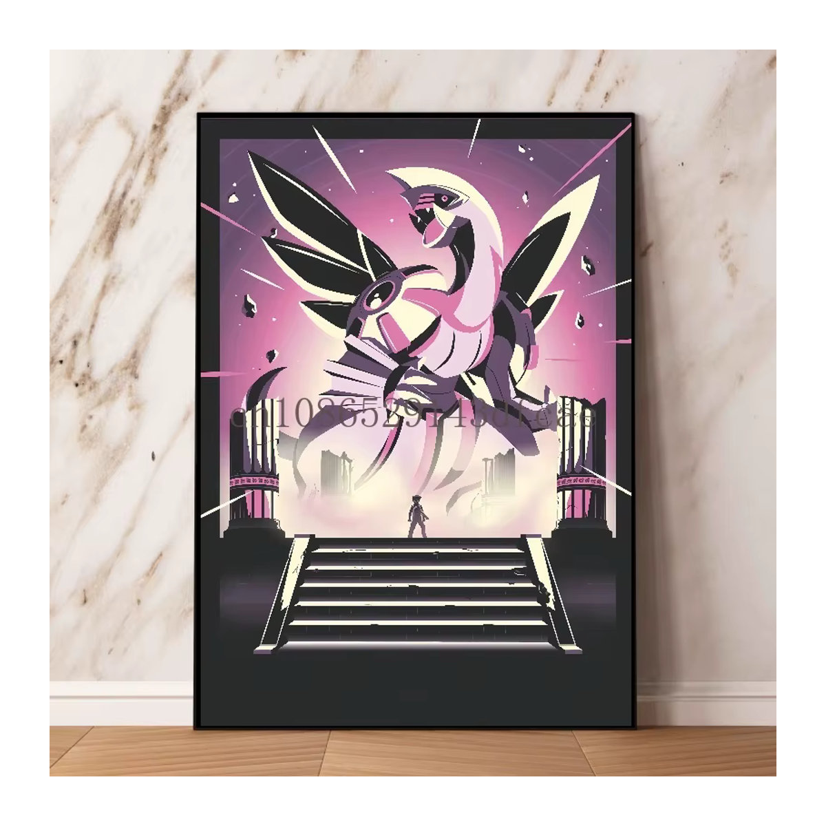 TAKARA TOMY Pokemon Anime Leinwandbild Lugia und Ho-Oh Wandkunst im Aquarell-Stil, mehrfarbig, Hochformat - Bild 2