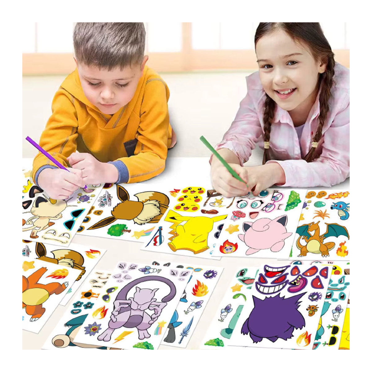 TAKARA TOMY Pokemon Anime Puzzle Aufkleber Set für Kinder, Mehrfarbig, 6 Blatt - Bild 5