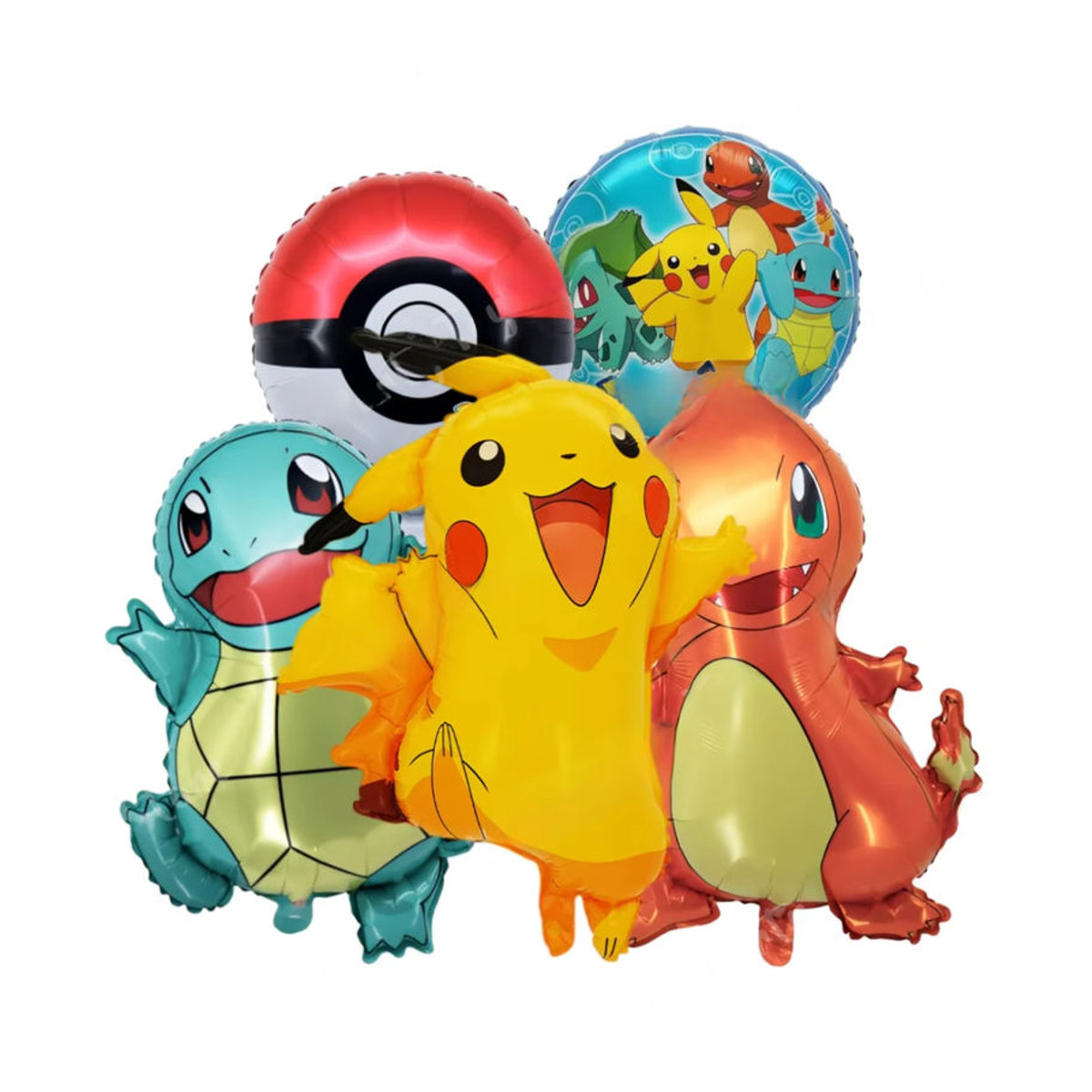 TAKARA TOMY Pokemon Ballon Set mit Pikachu und Charmander, 5-teiliges mehrfarbiges Aluminium-Folienballon-Set für Kindergeburtstage und Anime-Partys - Bild 5