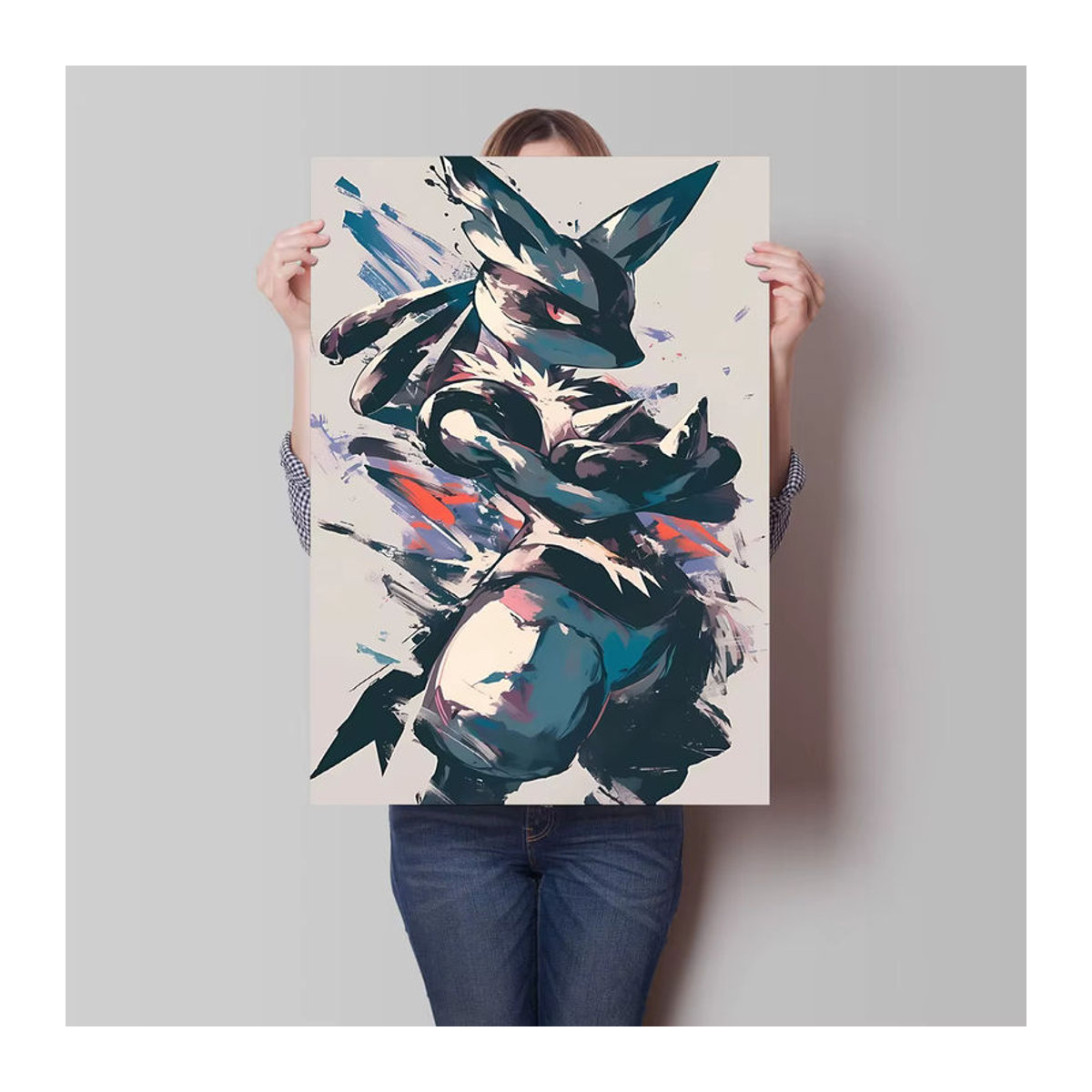 TAKARA TOMY Pokemon Lucario Leinwandgemälde mehrfarbig Wanddekoration Hochformat - Bild 2