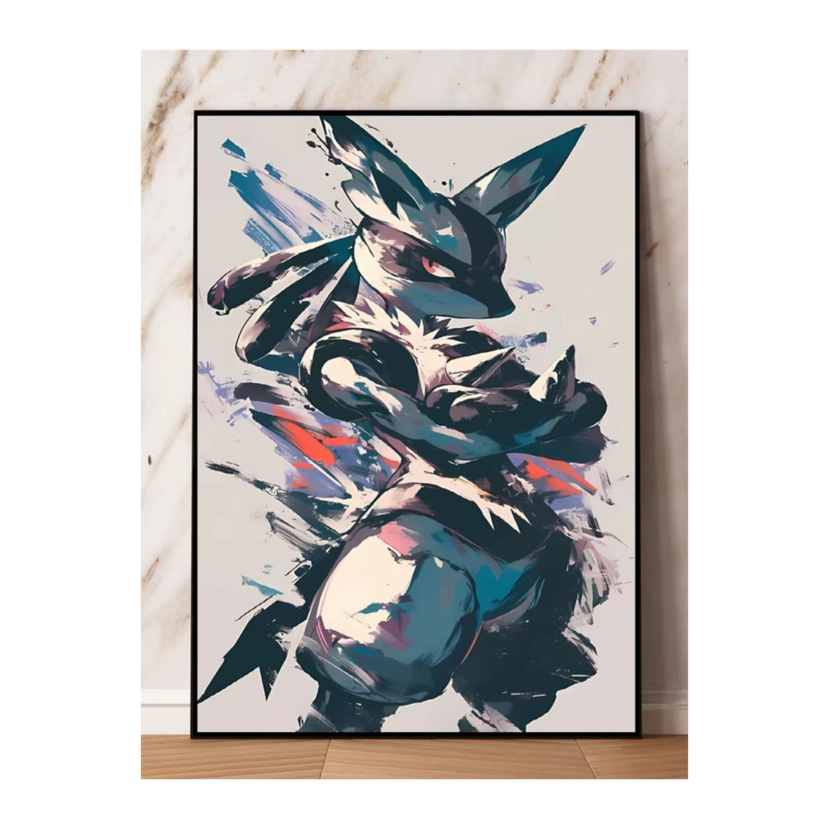 TAKARA TOMY Pokemon Lucario Leinwandgemälde mehrfarbig Wanddekoration Hochformat - Bild 4