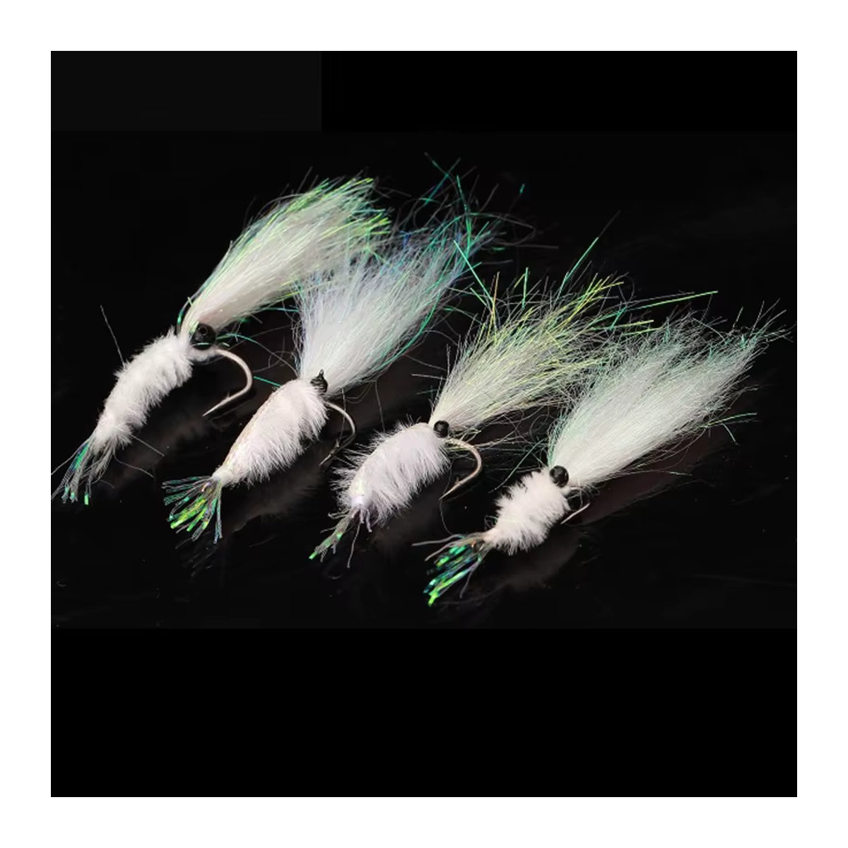 TAKEDO Fliegenfischen Haken Garnelenform in Weiß, 6er Pack Set mit den Größen 4, 6, 8, 10 und 12 für Schmollmund und Mandarinfisch - Bild 2