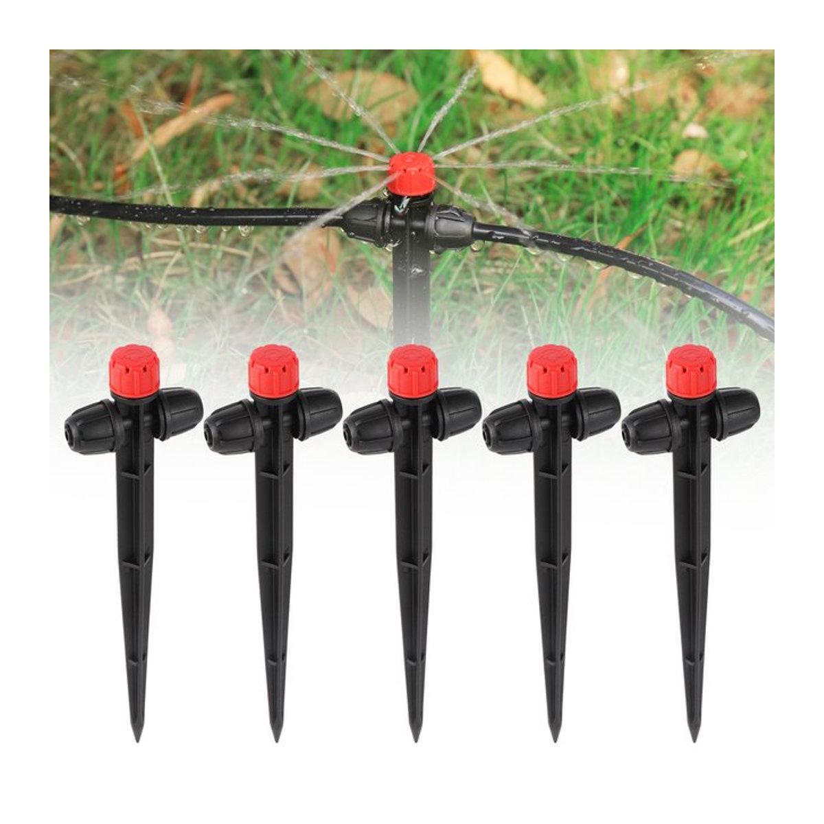 Talk-Satisfied Tropfsprinkler mit Spikes, 8-Loch-Micro-Sprinkler für die Gartenbewässerung, Schwarz - Bild 1
