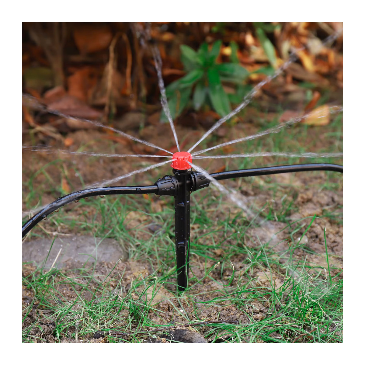 Talk-Satisfied Tropfsprinkler mit Spikes, 8-Loch-Micro-Sprinkler für die Gartenbewässerung, Schwarz - Bild 2