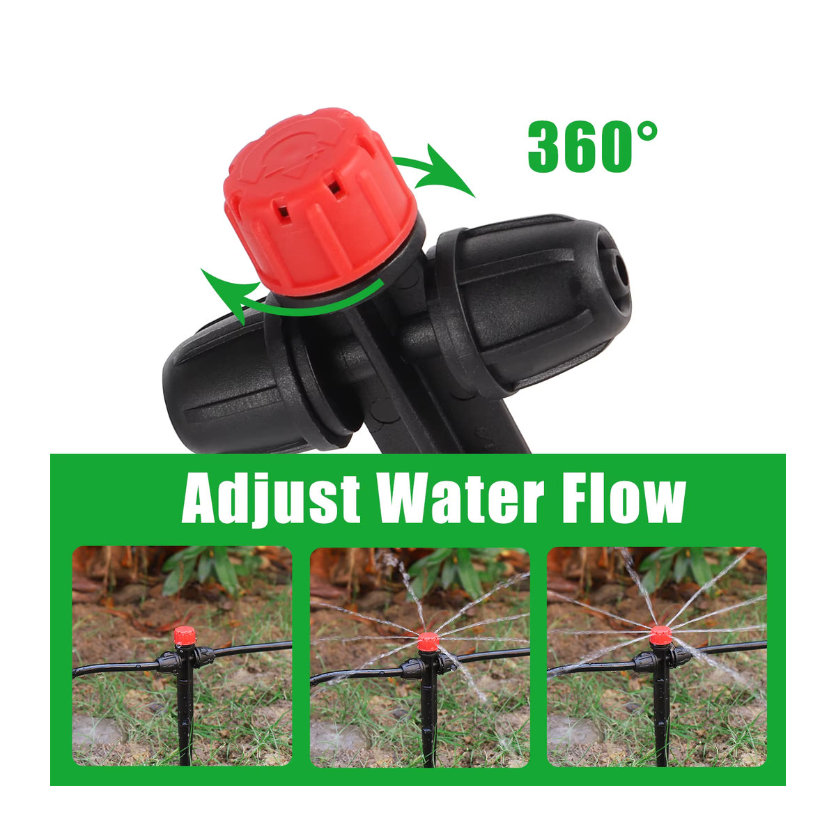 Talk-Satisfied Tropfsprinkler mit Spikes, 8-Loch-Micro-Sprinkler für die Gartenbewässerung, Schwarz - Bild 3