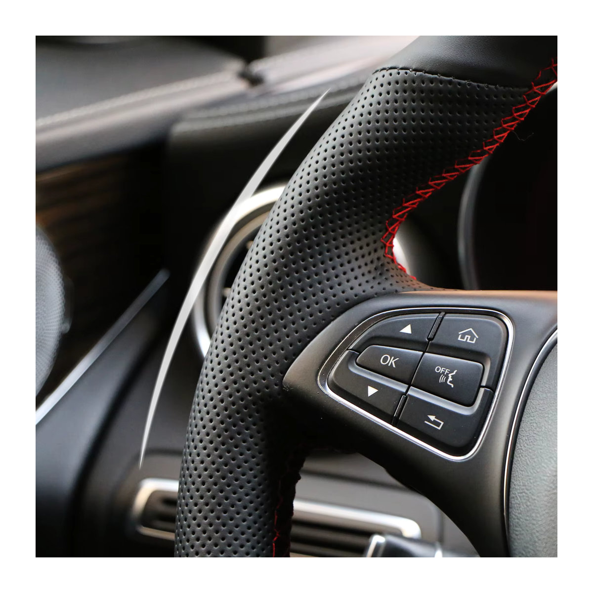 Taoleqi Lenkradabdeckung aus Mikrofaser und Leder in Schwarz für BMW E60 E61 E63 E64 Modelle (2003-2010) - Bild 2