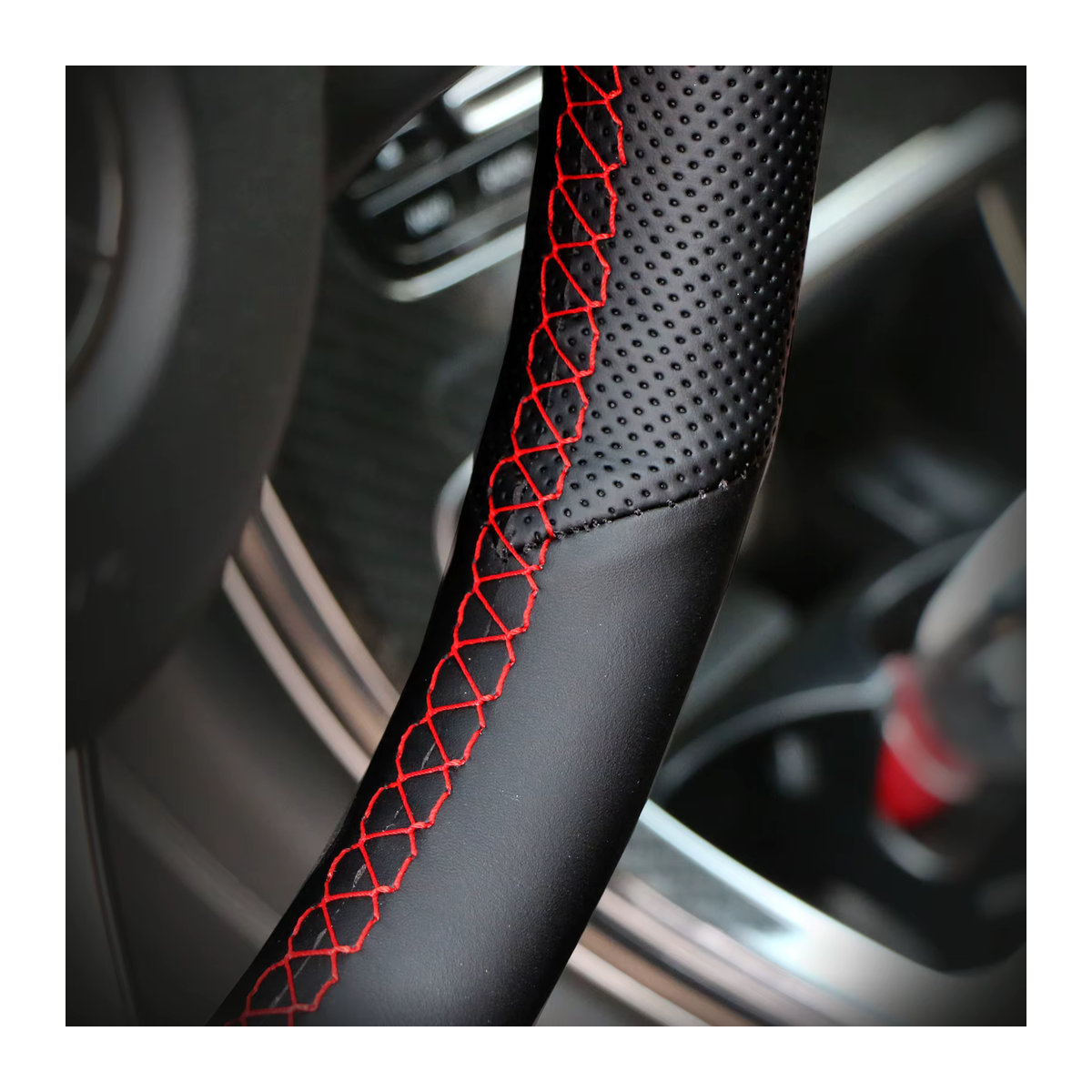 Taoleqi Lenkradabdeckung aus Mikrofaser und Leder in Schwarz für BMW E60 E61 E63 E64 Modelle (2003-2010) - Bild 3