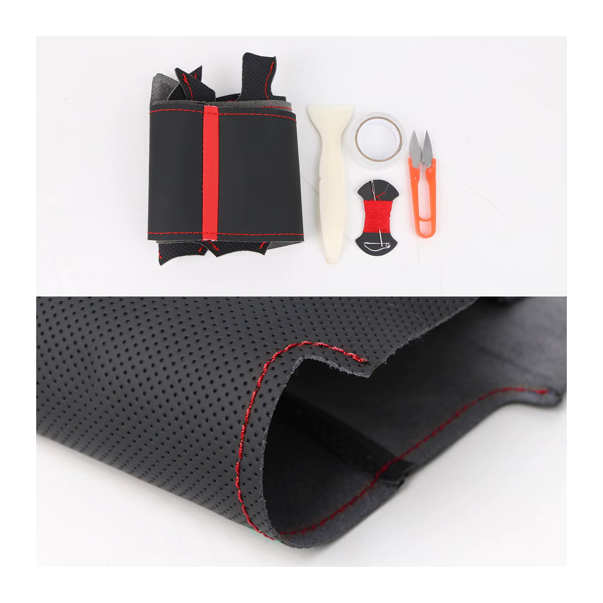 Taoleqi Lenkradabdeckung aus Mikrofaser und Leder in Schwarz für BMW E60 E61 E63 E64 Modelle (2003-2010) - Bild 4