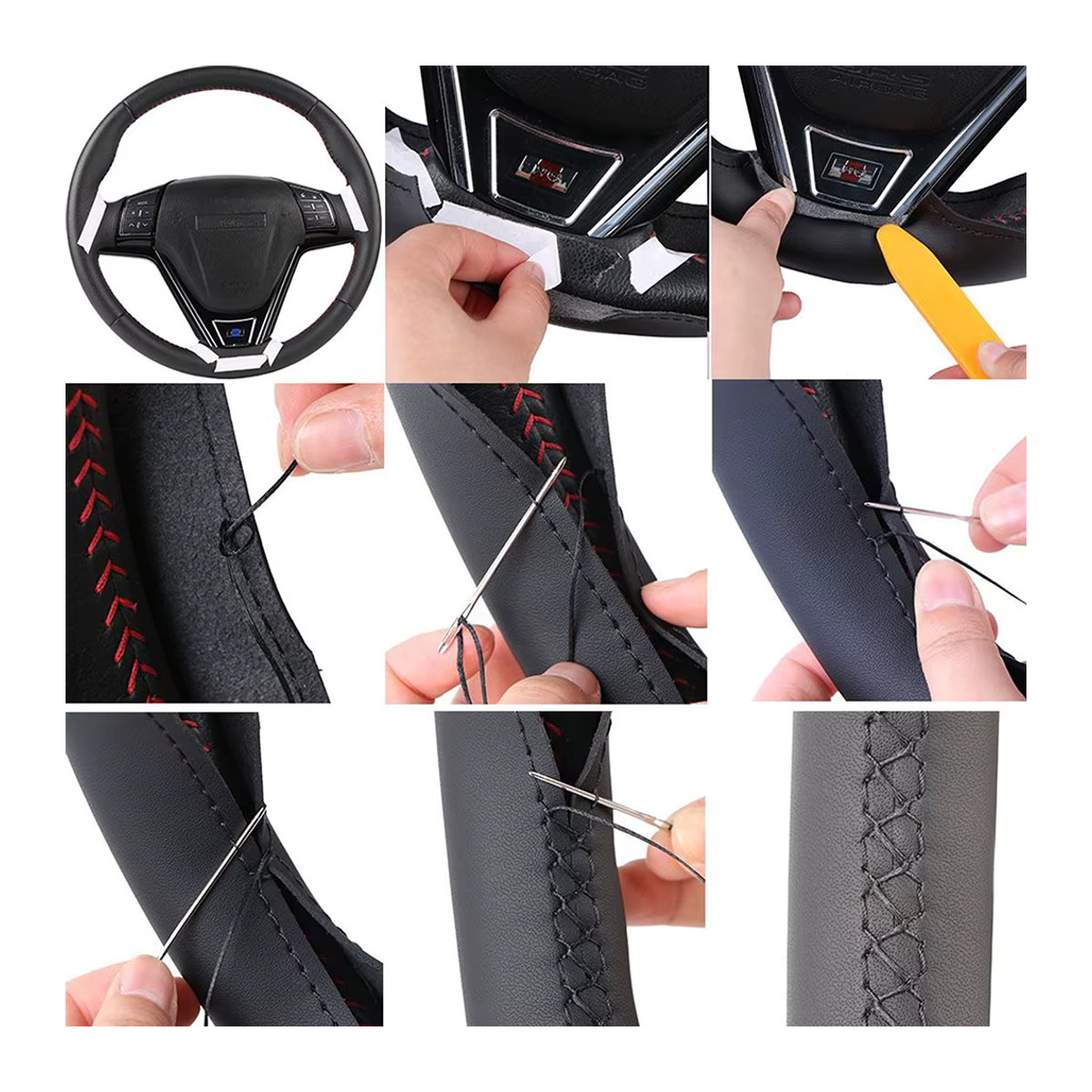 Taoleqi Lenkradabdeckung aus Mikrofaser und Leder in Schwarz für BMW E60 E61 E63 E64 Modelle (2003-2010) - Bild 5