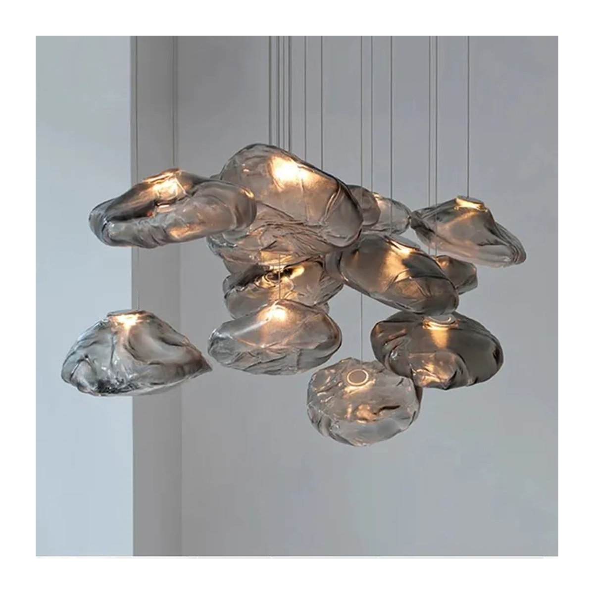 TAONUANSHU Cloud Design Pendelleuchte aus geblasenem Glas in Rauchgrau, moderne Kunst-Hängelampe für dein Zuhause oder Restaurant - Bild 1