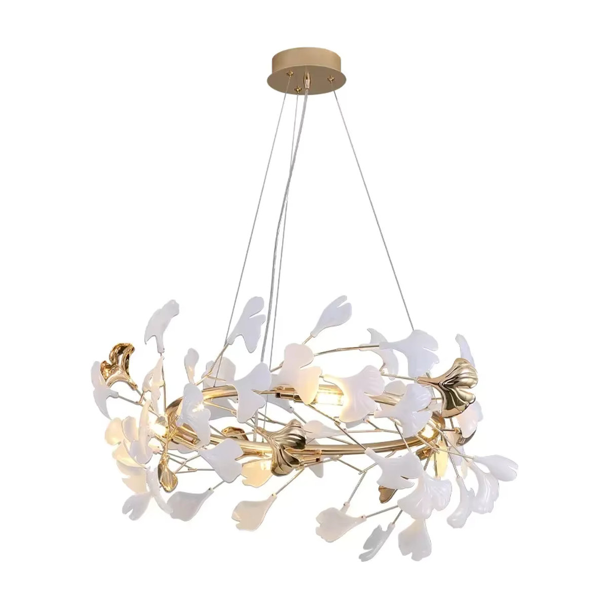 TAONUANSHU LED Ginkgo Kronleuchter in Weiß aus Acryl und Metall für Wohnzimmer und Esszimmer - Bild 2