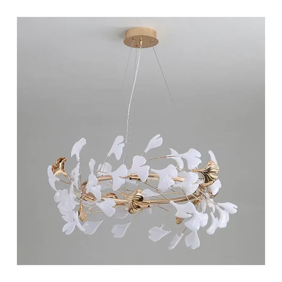 TAONUANSHU LED Ginkgo Kronleuchter in Weiß aus Acryl und Metall für Wohnzimmer und Esszimmer - Bild 3