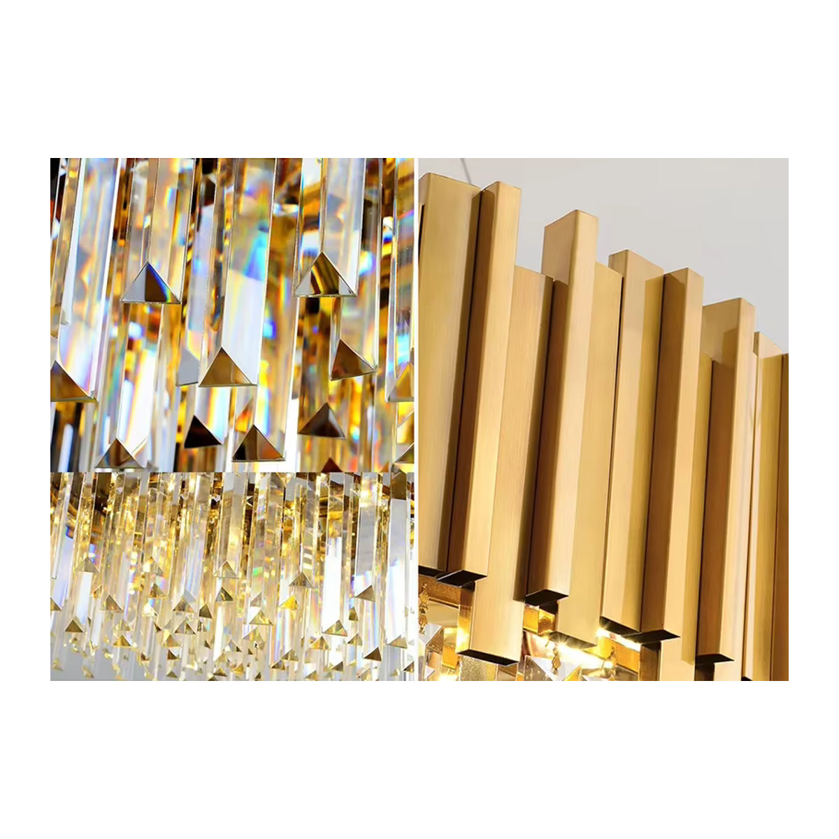 TAONUANSHU LED Kronleuchter aus Edelstahl und K9 Kristall in Gold mit Tricolor Beleuchtung für Wohnzimmer und Schlafzimmer - Bild 6