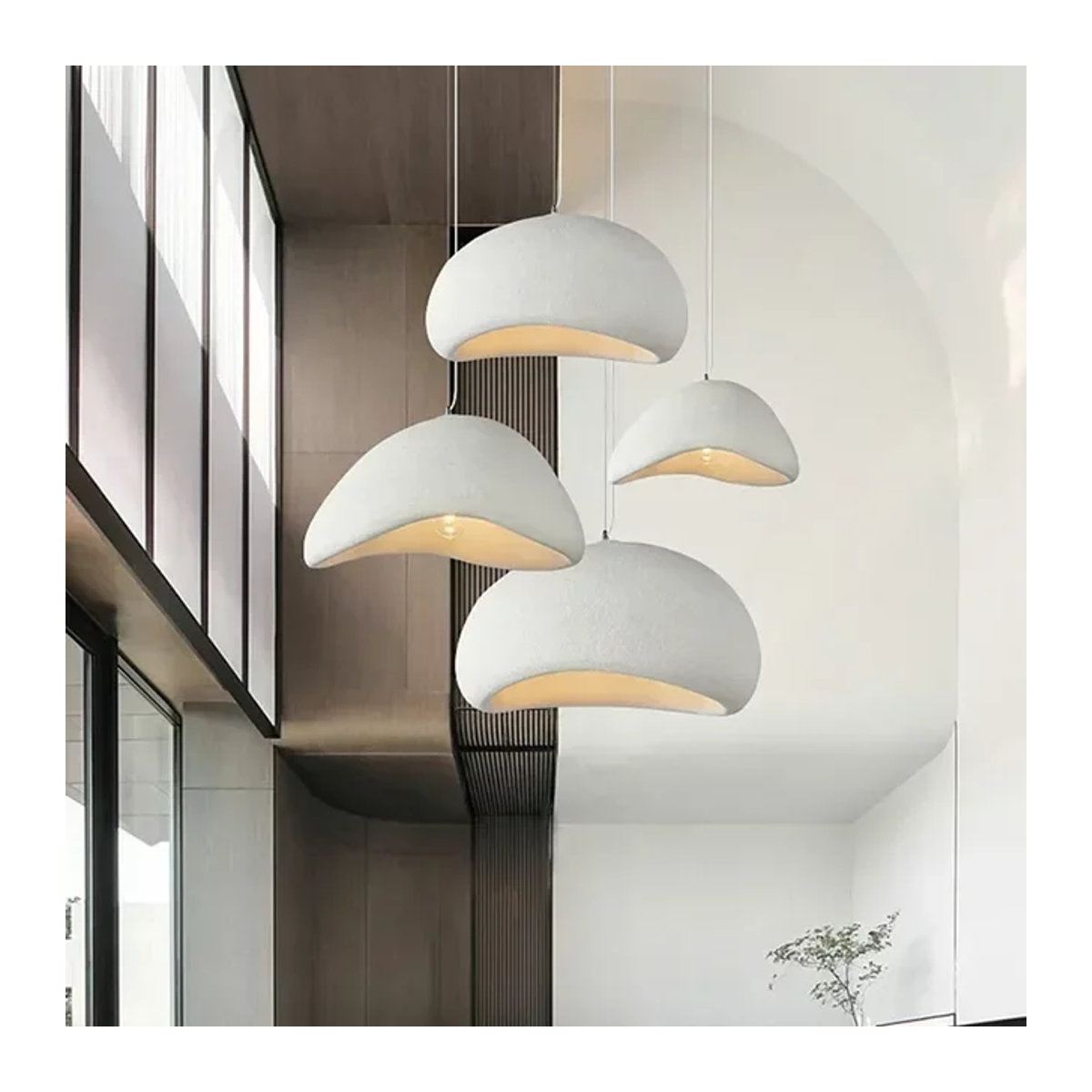 TAONUANSHU LED-Pendelleuchte aus Kunstharz in Weiß, minimalistische Hängelampe für Wohnzimmer und Esszimmer - Bild 1