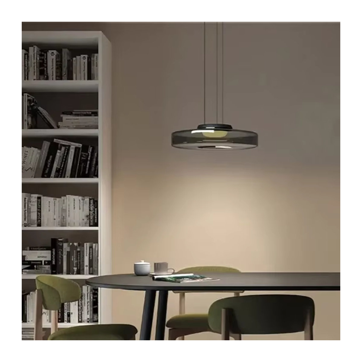 TAONUANSHU Modern Skandinavisch LED Glas Kronleuchter in Weiß und Grau für Esszimmer und Schlafzimmer - Bild 3
