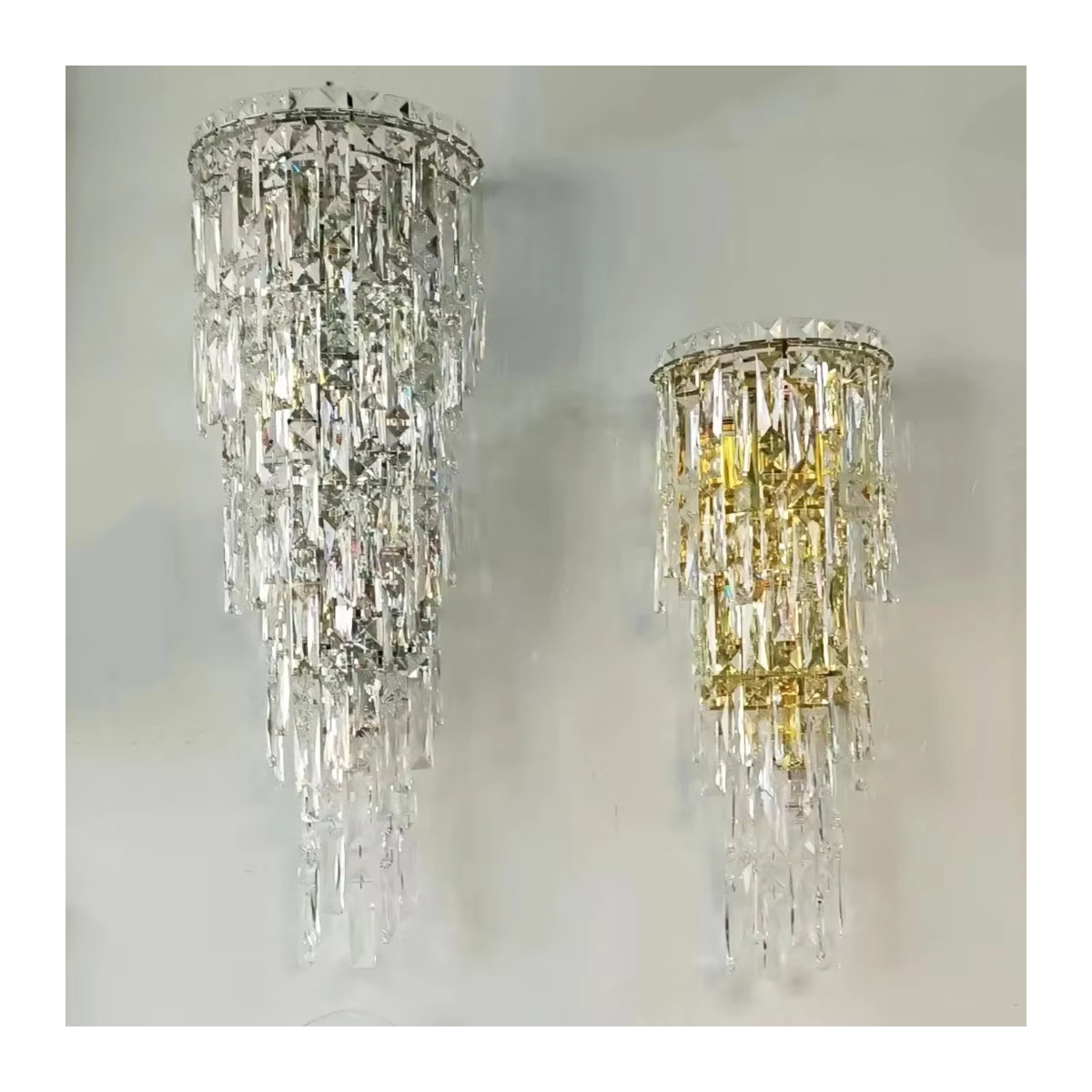 TAONUANSHU Moderne Kristall LED Wandleuchte in Gold und Chrom aus Glas für Korridor, Treppe oder Hotel-Lobby - Bild 1